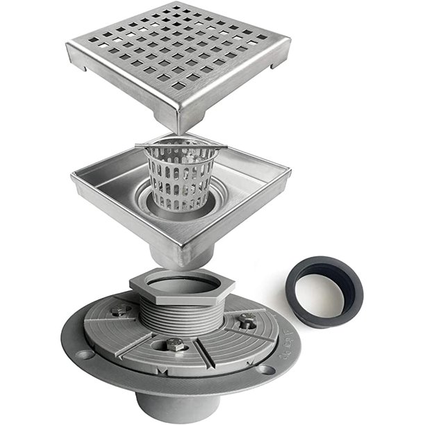 Neodrain 4Inch Square Shower Drain with Removable Quadrato Pattern