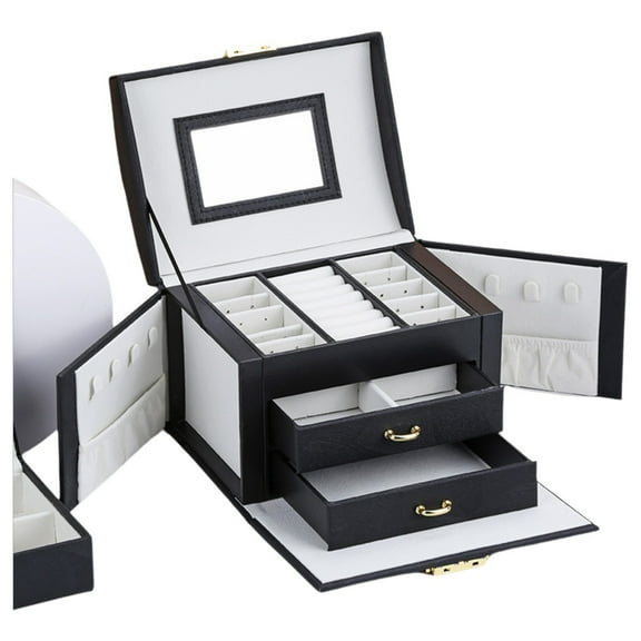 Simple drawer jewelry storage box multi-layer creative earrings earrings ring jewelry storage box - Black