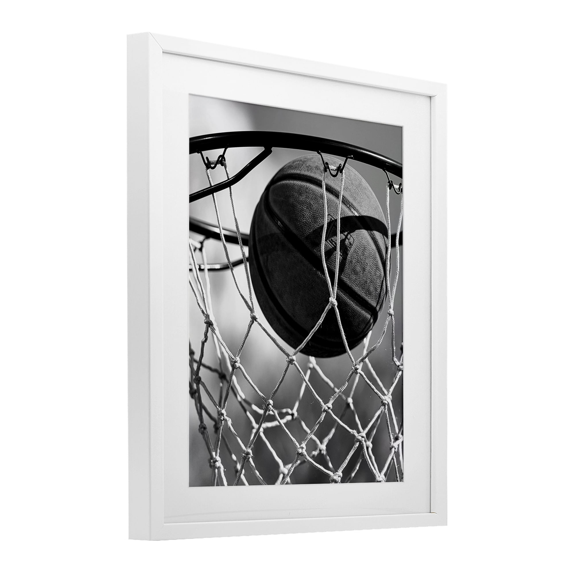 Stupell Industries Winning Basket Shot White Framed Print Under Glass, design by Marcus Prime