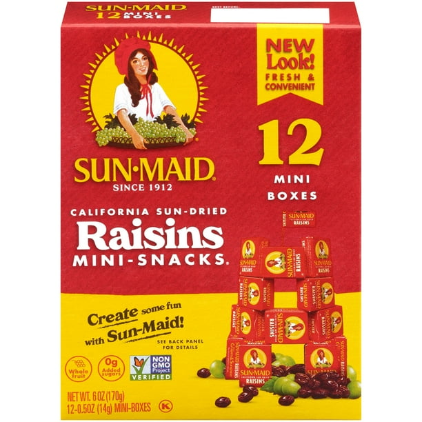 SunMaid California SunDried Raisins Mini Snacks, 0.5 Oz, 12 Count