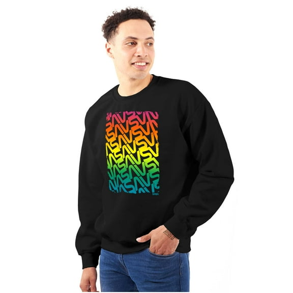 NASA Worm Logo Rainbow Gradient Sweatshirt for Men or Women Brisco Brands S