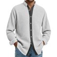 thumbnail image 2 of Men's Casual Long Sleeve Waffle Knit Button Down Solid Color Shirt for Spring Fall Daily Wear,White,2XL, 2 of 5