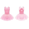 thumbnail image 2 of Aislor Kids Girls Sparkly Sequin Sleeveless Leotard Dance Dress Crisscross Back Mesh Skirt 6-16 Pink 6, 2 of 7