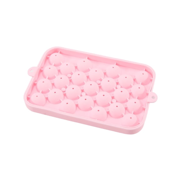 Round Ice Cube Tray, Easy Release&Reusable, Ice Mold Silicone Ice Sphere Tray with Removable Lids, 25 Stackable Ice Ball Maker Mold for Chilling Whiskey Cocktail Coffee, BPA Free, Pink