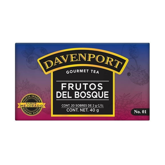 Té gourmet Davenport frutos del bosque 20 sobres de 2 g c/u