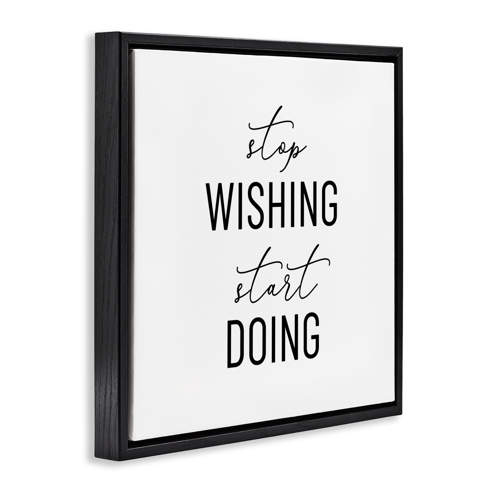 Stupell Industries Motivational Start Doing Text & Numbers Painting Black Floater Framed Canvas Art Print Wall Art, 25 x 25