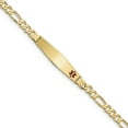 thumbnail image 1 of 14K Yellow Gold Medical Soft Diamond Shape Red Enamel Flat Figaro Link ID Bracelet, 1 of 3