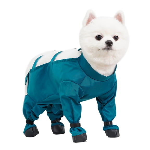 Small And Medium Sized Doggie Winter Water Proof And Proof Doggie Leg Doggie Boots Rain Boots With Suspender Outdoor Adjustable Pants DirtyProof Sleeves AntiSlip Shoes,Dark Green,S