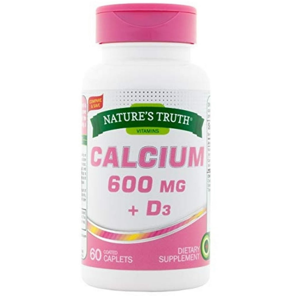 4 Pack Nature's Truth Calcium 600 mg Plus Vitamin D3 Tablets, 60 ea