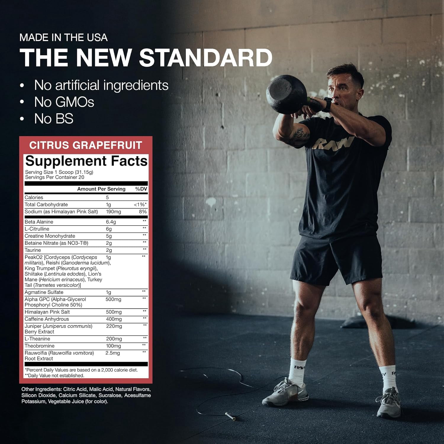 RAW Thuper Thavage Pre Workout Powder - High-Stim Preworkout with Creatine, Beta Alanine, L-Citrulline & Caffeine - Chris Bumstead Gym & Fitness Supplement for Men & Women - Citrus Grapefruit