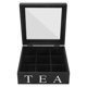 thumbnail image 2 of Wooden 9 Grids Tea Box Tea Bags Container Storage Box Square Gift Box Case parent Top Lid Jewel, 2 of 5