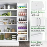 47 Kitchen Pantry Cabinet, White Buffet Cupboards Sideboard with Doors & Adjustable Shelves, Kitchen