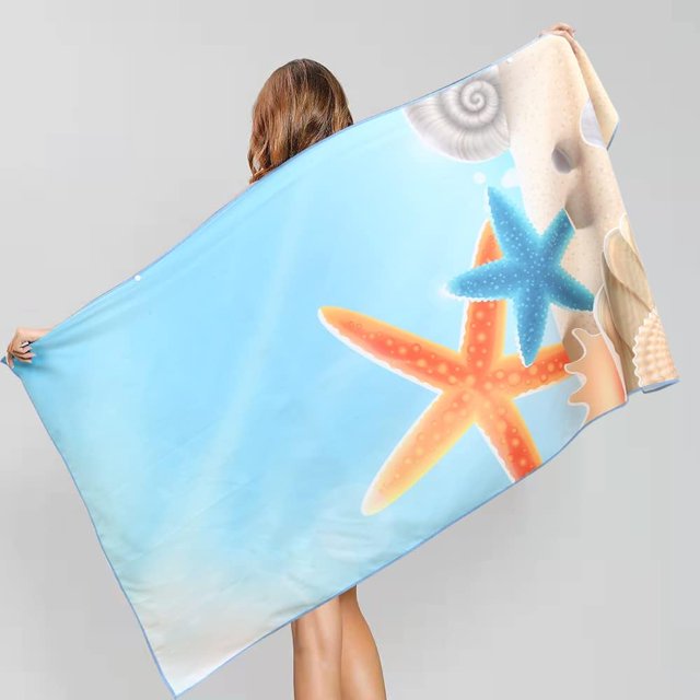 ZHAOCHENG Toalla de playa de microfibra (80_x_160_cm, concha de playa) Toalla absorbente ultraligera Portátil para tomar el sol Deportes al aire libre Yoga