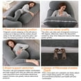 thumbnail image 3 of SHANNA 57in Full Body Pillow, Nursing, Maternity and Pregnancy Body Pillow, Extra Large J Shape Pillow and Lounger with Removable Cotton Cover-Dark Gray, 3 of 7