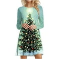thumbnail image 1 of Qiopertar Robe de Mode pour Femmes Imprimé Arbre de Noël Manches Longues Col Rond Liquidation Moins de 5$ en Liquidation Offres d'Accès Anticipé, 1 of 4
