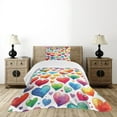 thumbnail image 2 of Ambesonne Colorful Quilted Bedspread Set 2 Pcs, Retro Groove Hearts 90s, Twin Size, White Multicolor, 2 of 4