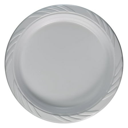 Disposable Plastic Plates - 100 Count, 9 Inch White - Heavy Duty Party Plates for Everyday Use, Picnics, BBQs, Weddings, Events