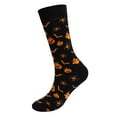 thumbnail image 3 of QASIEATN Knee High Stockings for Women Novelty Halloween Pumpkin Bat Fuzzy Socks Long Cotton Fall Stocking Happy Halloween Gifts, 3 of 5