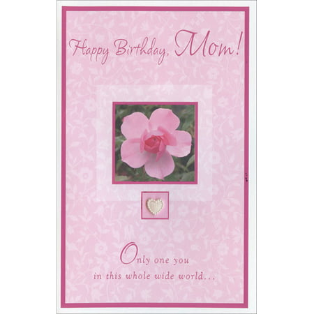 Freedom Greetings Pink Flower with Heart Embellishment Mother Birthday