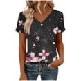 thumbnail image 4 of LVHAOGJOB T-Shirts pour Femmes Manches Courtes Col en V Grande Taille Imprimé Hauts Amples, 4 of 5