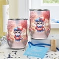 thumbnail image 4 of Happy Valentine’s Day Adorable Scottish Fold Kitten Holding Heart Balloon 12oz Stainless Steel Wine Tumbler Insulated Cup with Lid Cat Lover Kitten Owner Gifts - 00030, 4 of 5