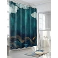 thumbnail image 3 of Shower Curtains Abstract Gold Blue Ocean Wave Bath Curtain Cloud Sky Waterproof Bathroom Shower Curtain Set with Hooks Decoration 72 x 84 Inches, 3 of 7