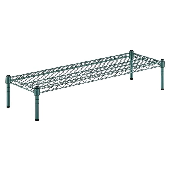 14" x 42" x 8" Green Epoxy Wire Storage Shelf, Dunnage Rack, 1 Tier Small Shelf
