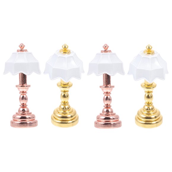 4pcs Miniature Lamps Miniature House Adornment Mini House Bedside Lamp Decorations
