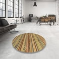 thumbnail image 4 of Ahgly Company Machine Washable Indoor Round Abstract Metallic Gold Area Rugs, 6' Round, 4 of 7