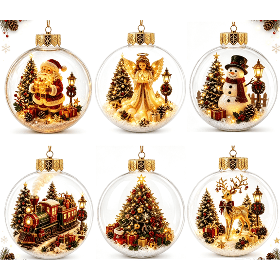 CHJK Glowing Christmas Story Ornament, Light-Up Mini Holiday Scene with Warm LED Light, Festive Keepsake Gift for Home Christmas Party Decoration, F