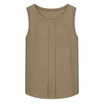 thumbnail image 7 of Women's Tank Tops Round Neck Fashionable Summer Linen Solid Color Sleeveless with Pleats Yoga Training Top, 7 of 7