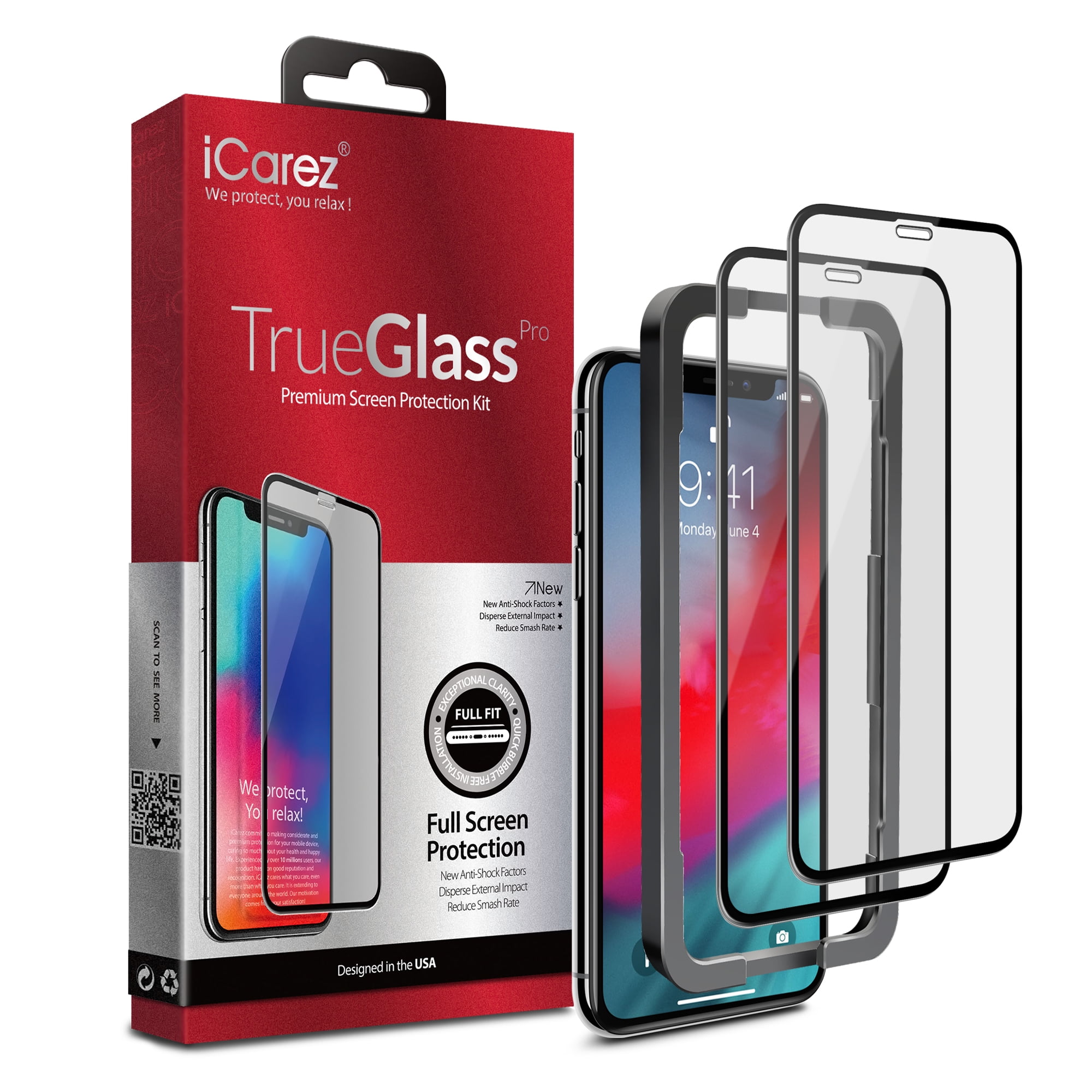 Tempered Glass Bubble Free Case Friendly Film 5.8 Inch 2 Pack Anti Scratch HeimeeTech 9H Full Coverage HD Tempered Glass Screen Protector for iPhone X,iPhone Xs and iPhone 11 Pro 