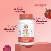 MaryRuths Kids Multivitamin + Postbiotic Gummies Ages 4+, Bone Health, Immune Support, Vegan, Gluten-Free, Dairy-Free, Mixed Berry & Cherry, 60 Count