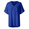 thumbnail image 4 of Pompotops Chemise Décontractée Confortable à Col en V avec Poche, Coupe Ample, Manches Courtes pour Femmes, 4 of 6