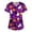 Dark Purple #006, variant on Halloween Scrub Tops Women Funny Short Sleeve Spooky Pumpkin Bat Printed Scrub Shirts Horror V Neck Scrubs Medical Nurse Workwear Nursing Uniform with Pockets, XL