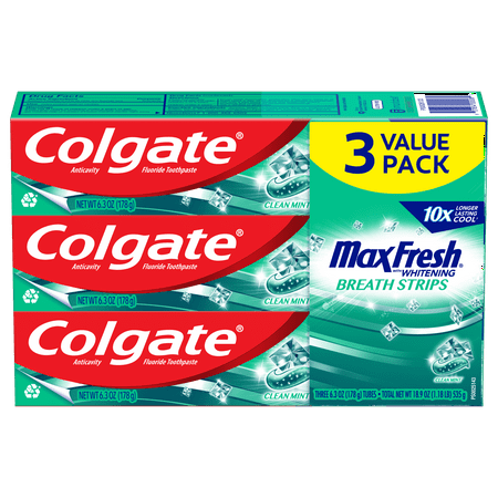 UPC 827854000082 product image for Colgate Max Fresh Whitening Toothpaste with Mini Breath Strips  Clean Mint  6.3  | upcitemdb.com