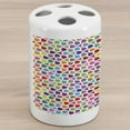 thumbnail image 1 of Colorful Ceramic Toothbrush Holder, Colorful Patterns with Curves Geometry Cheering Creative Ornamental Design, Decorative Versatile Countertop for Bathroom, 4.5" X 2.7", Multicolor, by Ambesonne, 1 of 4