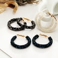 thumbnail image 3 of Trayknick Women Rhinestone Inlaid Geometric Big Round Drop Hoop Earrings Jewelry Gift Black, 3 of 13