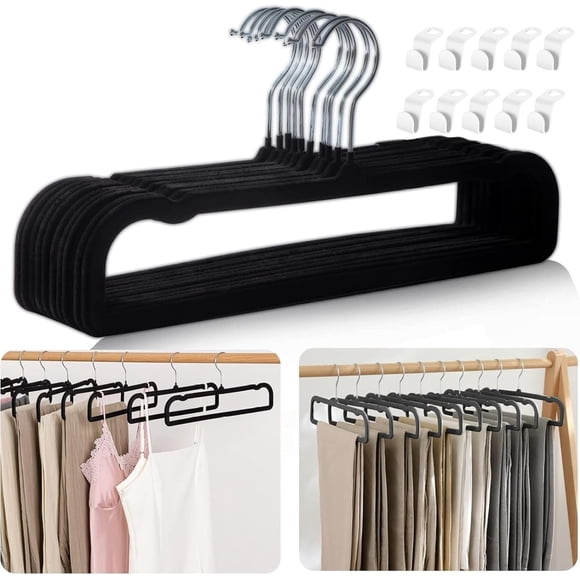 Organizadores de armario antideslizantes de terciopelo WJWSKI para pantalones, paquete de 20