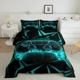thumbnail image 2 of jejeloiu Teens Video Game Queen Comforter Set,Boys Gamepad Console Bedding Sets,Cyan Black Bedding Comforter Set For Kids,Microfiber Bedroom Decor Reversible,3-Piece, 2 of 8