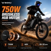 BIGNIU BG-SP Electric Bike for Adults – 750W(peak 3000W) Motor, E Mountain Bike 60V 32Ah UL 2849 Certified