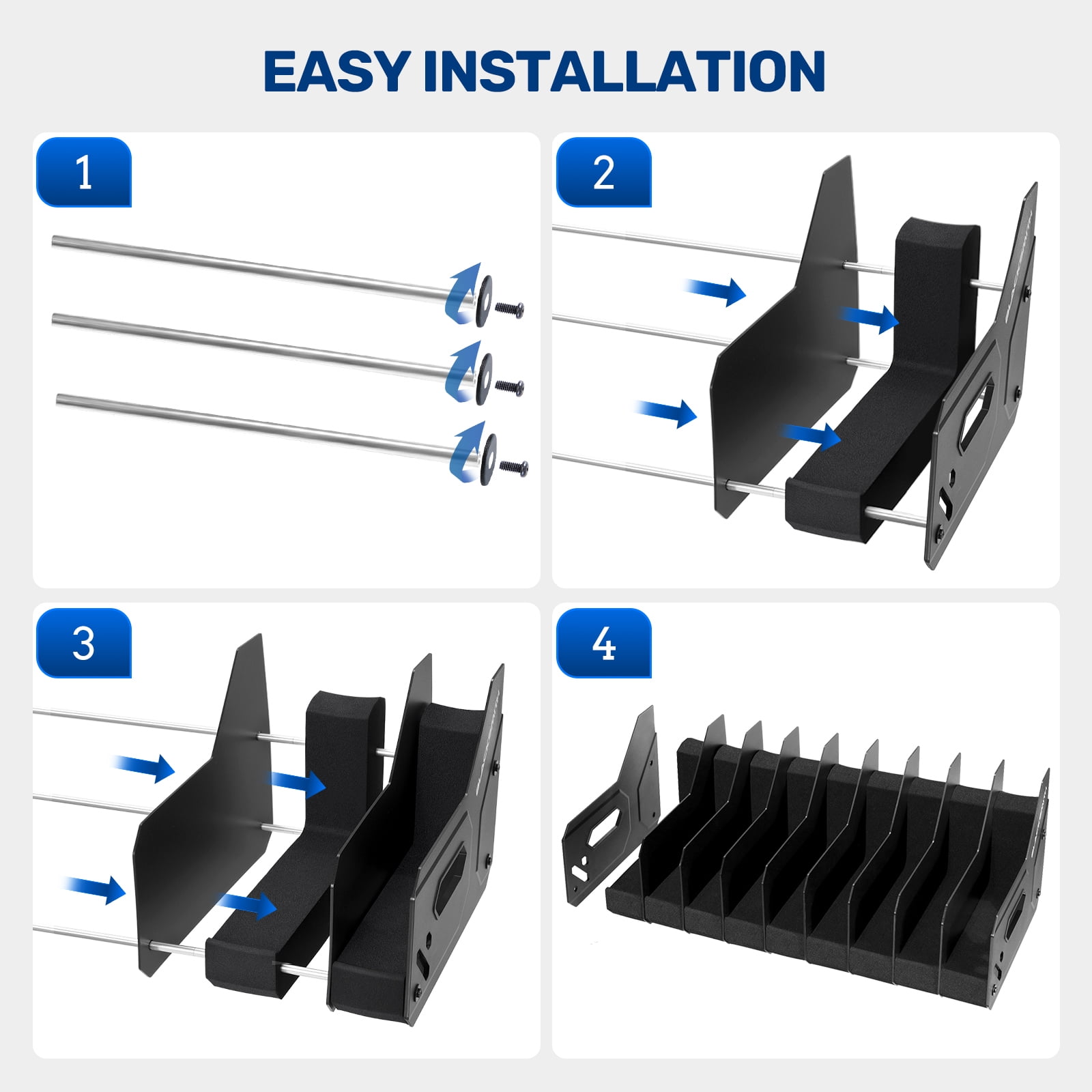Blacksmith Pistol Rack Handgun Stand Fit 9 Guns XL 2 Inch Slot Wide Black