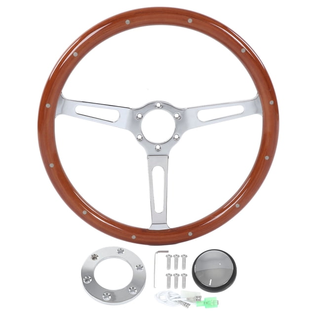 Volante De Madera, Universal, 380 Mm De Diámetro, Volante Vintage, Empuñadura De Nogal Para Modificación De Coche ANGGREK Otros
