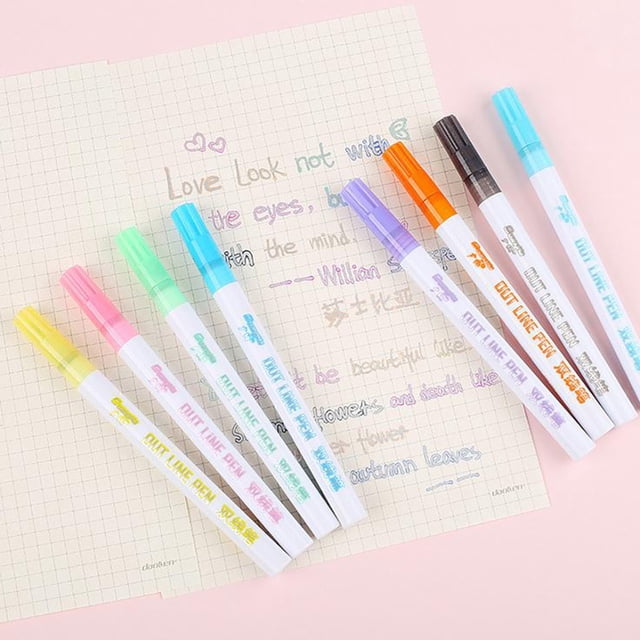 Cqxid Pen Under $5 Glitter Color Fluorescent Marker Metal Color Pen Double Line Pen 2ml