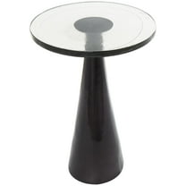 DecMode 16" x 24" Black Aluminum Metal Cone Geometric Accent Table with Textured Glass Tabletop, 1-Piece