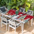 thumbnail image 2 of Red Snowman Christmas Table Cloths for 4 Foot Rectangle Tables, Xmas Tree Snowflake Gifts Patio Waterproof Elastic Fitted Tablecloths, Washable Rectangular Table Cover for Camping, 2 of 8