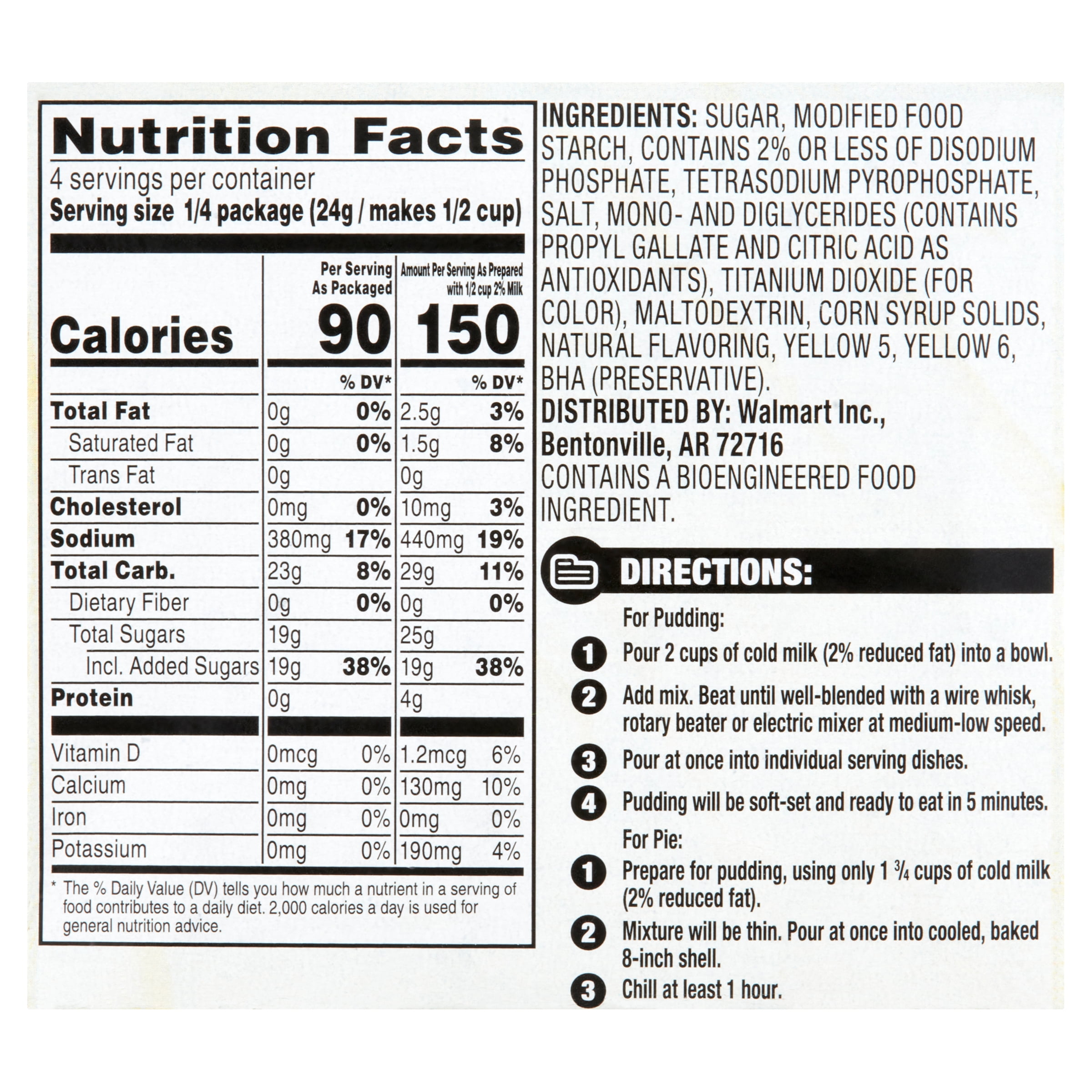 (16 pack) Great Value Instant Pudding and Pie Filling, Lemon, 3.4 oz