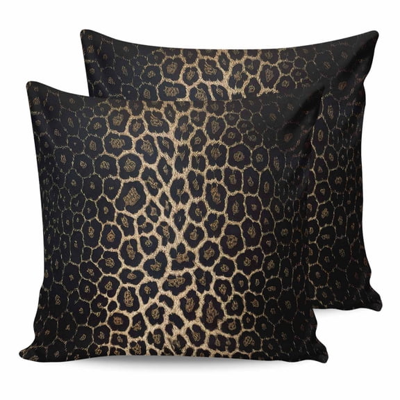 24x24 Pillow Covers Set of 2, Leopard Print Throw Pillow Covers Decorative Couch Cushion Case, Chic Abstract Black Brown Animals Texture Microfiber Square Pillowcases for Bedroom Car Living Room