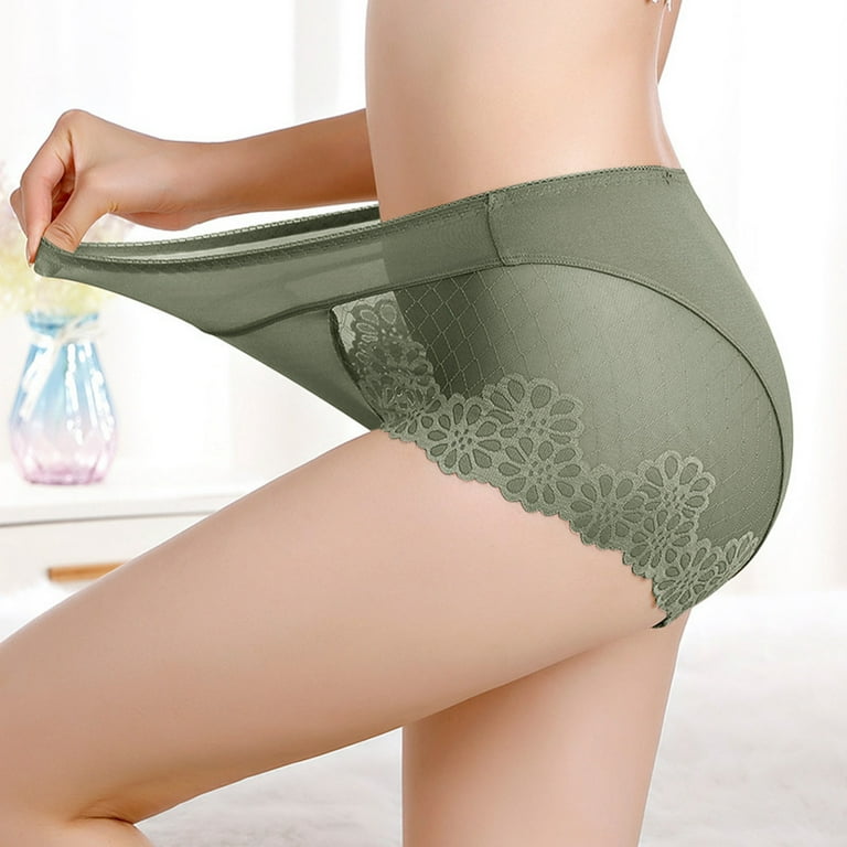 HUPOM Control Top Pantyhose For Women Panties Briefs Casual Tie Seamless  Waistband Green L 
