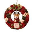 thumbnail image 2 of Diy Crochet Wreath Kit with Reindeer and Holiday Wishes Sign, Red Green and Cream Yarn, for Beginners and Front Door Hanging Decoration, 2 of 6
